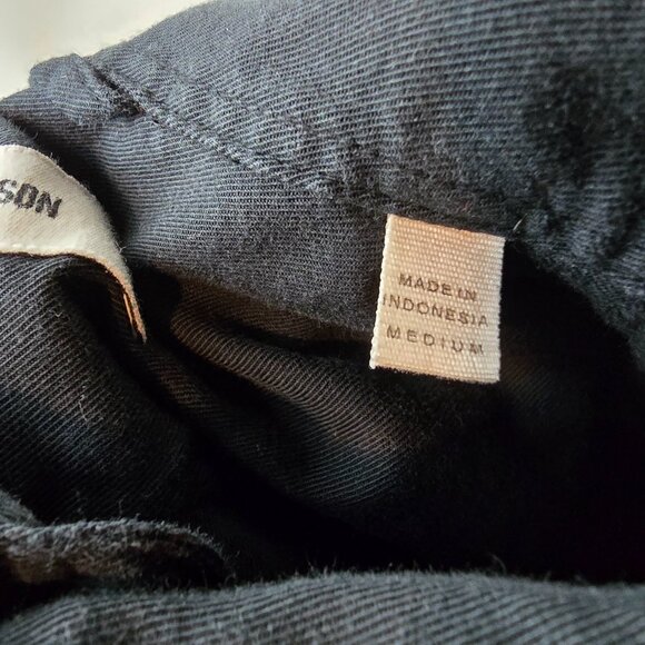 Buck Mason Shirt Mens Medium Black Button Up Long Sleeve Pocket Rayon Casual - Picture 9 of 12